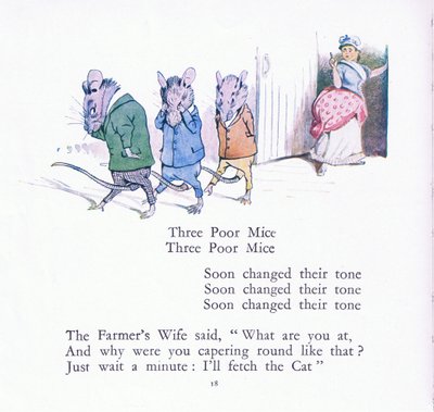 Three poor mice, three poor mice, soon changed their tune by Walton Corbould